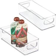 🍽️ mdesign clear small plastic kitchen storage bins - handles for pantry, cabinet, fridge or freezer organization - food organizer for fruit, yogurt, snacks - 2 pack logo
