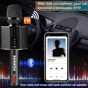 img 1 attached to 🎤 BONAOK 2021 Караоке микрофон, портативный беспроводной Bluetooth автомобильный караоке микрофон с двойным синглом для вечеринки ПК/смартфон G50