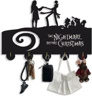 the nightmare before christmas key hooks - heavy duty wall hooks (max 20lb) for wall décor, wood coat hooks, key holder, key hanger - perfect for entryway, kitchen, and more логотип