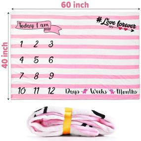img 1 attached to 📅 Monthly Milestone Baby Blanket Set + 2 Frame Props, 60x40 inches, Thick & Soft Minky Fleece (Pink)