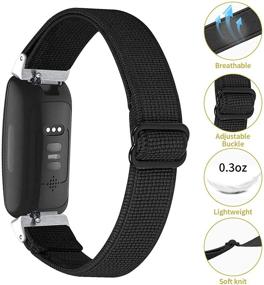 img 2 attached to 🔗 Black Hopply Adjustable Elastic Nylon Bands - Compatible with Fitbit Inspire 2/ Inspire HR/Inspire, Breathable Stretchy Braided Soft Fabric Pattern Replacement Loop Strap for Women Men