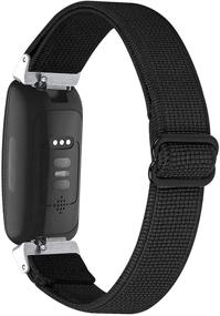 img 4 attached to 🔗 Black Hopply Adjustable Elastic Nylon Bands - Compatible with Fitbit Inspire 2/ Inspire HR/Inspire, Breathable Stretchy Braided Soft Fabric Pattern Replacement Loop Strap for Women Men