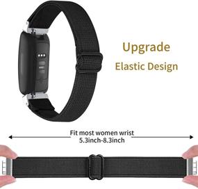 img 3 attached to 🔗 Black Hopply Adjustable Elastic Nylon Bands - Compatible with Fitbit Inspire 2/ Inspire HR/Inspire, Breathable Stretchy Braided Soft Fabric Pattern Replacement Loop Strap for Women Men