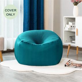 img 3 attached to 🪑 CHUN YI Spandex Bean Bag Chair Cover (No Filler) - Organize Kids Toys & Memory Foam, Extra Large Seat Coat with Zipper (Teal, 31.5"x31.5"x17.5")