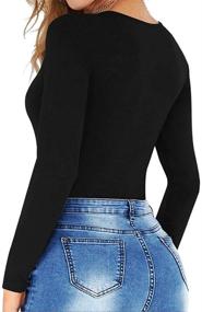 img 2 attached to 👕 MANGOPOP Round Collar Bodysuit: Women's Short Sleeve & Long Sleeve Tops T Shirt