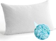 🌬️ tekamon shredded memory foam pillow - queen size, breathable & supportive with cooling bamboo cover - 1 pack - certipur-us certified logo