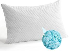 img 4 attached to 🌬️ TEKAMON Shredded Memory Foam Pillow - Queen Size, Breathable & Supportive with Cooling Bamboo Cover - 1 Pack - CertiPUR-US Certified
