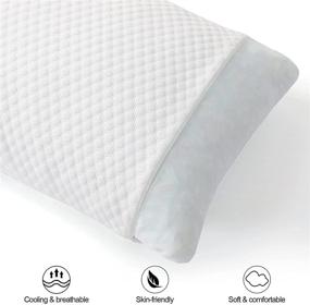 img 1 attached to 🌬️ TEKAMON Shredded Memory Foam Pillow - Queen Size, Breathable & Supportive with Cooling Bamboo Cover - 1 Pack - CertiPUR-US Certified