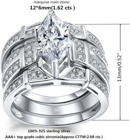 img 2 attached to 💍 MABELLA Trio Sterling Silver Cubic Zirconia CZ Marquise Wedding Ring Set: Sparkling Anniversary Gift for Women