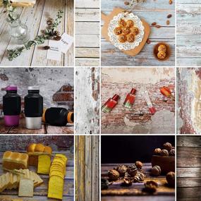 img 4 attached to 📸 Meking 22x34in Flat Lay Photo Backdrop Paper: 3pcs Wood Wall Texture Backdrops for Food Photography, Jewelry, Cosmetics, Makeup Table Top Shooting Props