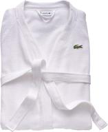 👘 lacoste classic pique 100% cotton bath robe, 41.5 inches long, white logo
