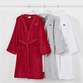 img 1 attached to 👘 Lacoste Classic Pique 100% Cotton Bath Robe, 41.5 Inches Long, White