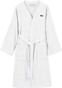 img 3 attached to 👘 Lacoste Classic Pique 100% Cotton Bath Robe, 41.5 Inches Long, White