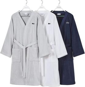 img 2 attached to 👘 Lacoste Classic Pique 100% Cotton Bath Robe, 41.5 Inches Long, White