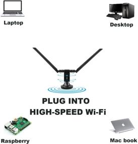 img 3 attached to High-Speed USB WiFi Adapter with Dual Band 1900Mbps, Plug and Play for Win10, 5dBi High Gain Antennas, Windows/Linux/Mac OS Compatible, Includes 80cm Cradle