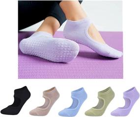 img 1 attached to 🧦 Women's and Girls' 5 Pairs of Non-Slip Yoga Socks - Ideal Non-Skid Socks for Pilates, Ballet, Dance, Hospital Workouts and Barefoot Exercises