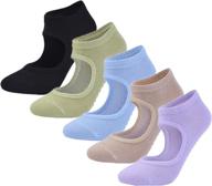 🧦 women's and girls' 5 pairs of non-slip yoga socks - ideal non-skid socks for pilates, ballet, dance, hospital workouts and barefoot exercises logo