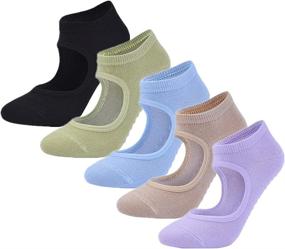 img 2 attached to 🧦 Women's and Girls' 5 Pairs of Non-Slip Yoga Socks - Ideal Non-Skid Socks for Pilates, Ballet, Dance, Hospital Workouts and Barefoot Exercises