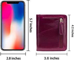 img 1 attached to 👝 Stylish Women's RFID Blocking Bifold Leather Pocket Wallet for Superior Security - Compact & Trendy Mini Purse with ID Window (Waxed Fuchsia)