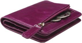 img 4 attached to 👝 Stylish Women's RFID Blocking Bifold Leather Pocket Wallet for Superior Security - Compact & Trendy Mini Purse with ID Window (Waxed Fuchsia)