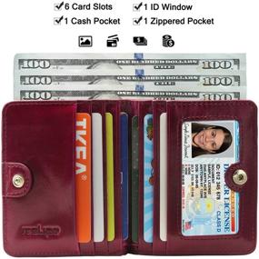 img 3 attached to 👝 Stylish Women's RFID Blocking Bifold Leather Pocket Wallet for Superior Security - Compact & Trendy Mini Purse with ID Window (Waxed Fuchsia)