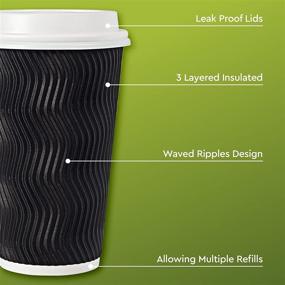 img 2 attached to ☕️ KABOYAS 16 oz [85 Set] Togo Disposable Black Paper Coffee Cups with Lids - to-go cup, ripple cup, insulated hot beverage cups for on-the-go