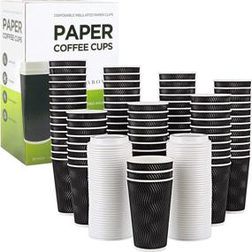 img 4 attached to ☕️ KABOYAS 16 oz [85 Set] Togo Disposable Black Paper Coffee Cups with Lids - to-go cup, ripple cup, insulated hot beverage cups for on-the-go
