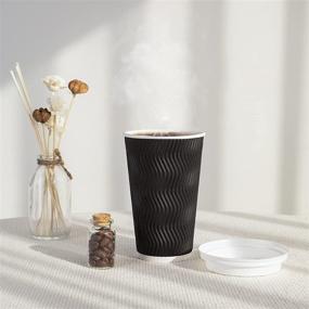 img 1 attached to ☕️ KABOYAS 16 oz [85 Set] Togo Disposable Black Paper Coffee Cups with Lids - to-go cup, ripple cup, insulated hot beverage cups for on-the-go