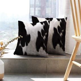 img 3 attached to 🐄 Kutita Set of 2 Cow Print Throw Pillow Covers 18x18 inch - Real Black and White Hide Pattern, Double-Sided Home Decor Pillowcase