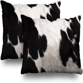 img 4 attached to 🐄 Kutita Set of 2 Cow Print Throw Pillow Covers 18x18 inch - Real Black and White Hide Pattern, Double-Sided Home Decor Pillowcase
