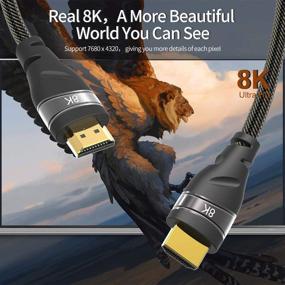 img 1 attached to 🔌 CABLEDECONN HDMI 8K 2.1 Ultra HD Cable with 8K@60Hz and 4K@120Hz Support, 48gbps Bandwidth, HDCP 3D Compatibility - Ideal for PS4, Set-Top Box, HDTVs, Projectors (2m 6.6ft)