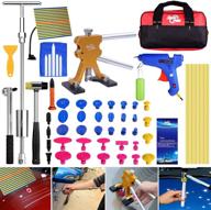 🔧 51pcs paintless dent repair tools kit with golden dent lifter slide hammer - 2 in 1 t-bar tool, hot melt glue gun & glue stick included - perfect for auto body dent repair or hail damage logo