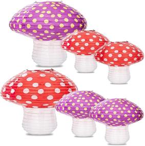 img 4 attached to UNIQOOO 6PCS Red Purple Mushroom Paper Lantern Party Decor Large 12&#39