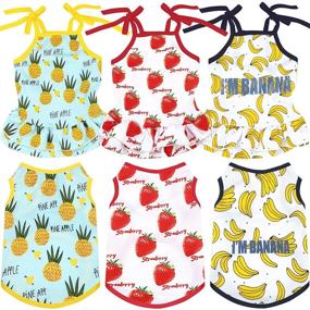 img 4 attached to 🍉 6 Piece Pet Clothes Set: Adorable Summer Fruit Dog Dress & Breathable T-Shirts for Small Dogs & Cats
