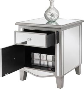 img 2 attached to 🌟 Stylish Antique Silver Mirrored End Table: Convenience Concepts Gold Coast Park Lane