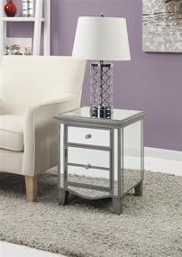 img 1 attached to 🌟 Stylish Antique Silver Mirrored End Table: Convenience Concepts Gold Coast Park Lane