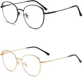 img 1 attached to 👓 Women's Vintage Blue Light Blocking Cat Eye Glasses - 2 Pack for Computer Eye Strain, SOJOS Cute Metal Frame Collection