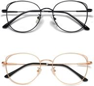 👓 women's vintage blue light blocking cat eye glasses - 2 pack for computer eye strain, sojos cute metal frame collection logo