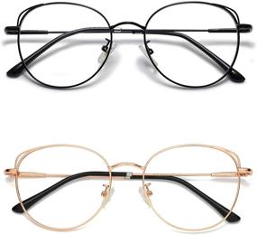 img 4 attached to 👓 Women's Vintage Blue Light Blocking Cat Eye Glasses - 2 Pack for Computer Eye Strain, SOJOS Cute Metal Frame Collection