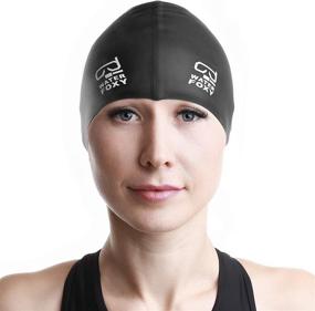 img 1 attached to Silicone Solid Swim Cap Comfortable