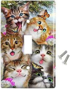 img 3 attached to 🐱 Cats and Butterflies Selfie Plastic Wall Decor Light Switch Plate Cover by GRAPHICS & MORE