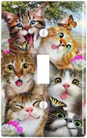 img 4 attached to 🐱 Cats and Butterflies Selfie Plastic Wall Decor Light Switch Plate Cover by GRAPHICS & MORE