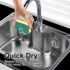 img 3 attached to Hittanous Silver Kitchen Sink Caddy - Self Adhesive Sponge Holder for Dish, Waterproof and Rust Proof: SUS304 Stainless Steel