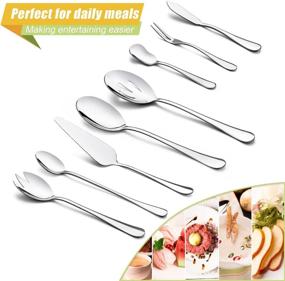 img 1 attached to 🍴 Silverware Set with Serving Set - HaWare Stainless Steel Flatware Set, 68-Piece Modern Eating Utensils Set, Forks/Spoons/Dinner Knives, Service for 12, Mirror Polished, Dishwasher Safe