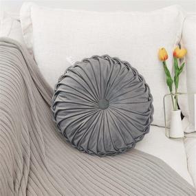 img 4 attached to 🎃 Nottingson Home Grey Velvet Pumpkin Decorative Round Pillow Floor Cushion with Insert - Front Porch Outdoor Pillow for Chair, Sofa, Living Room, Bedroom, Dining Room - 13x13x4.7 Inch, 1 Piece (Gray)