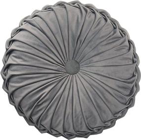 img 1 attached to 🎃 Nottingson Home Grey Velvet Pumpkin Decorative Round Pillow Floor Cushion with Insert - Front Porch Outdoor Pillow for Chair, Sofa, Living Room, Bedroom, Dining Room - 13x13x4.7 Inch, 1 Piece (Gray)