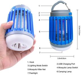 img 2 attached to 🦟 2021 Bug Zapper Camping Lantern: IPX7 Waterproof & USB Rechargeable - 3-in-1 Portable Tent Light with Mosquito Killer, SOS Emergency, Retractable Hook