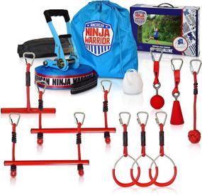 img 4 attached to 🧗 Ultimate American Ninja Warrior 40' Deluxe NinjaLine - Includes 9 Hanging Attachments - Top-rated Training Equipment for Kids - Create Your Backyard Obstacle Course - Ages 5+