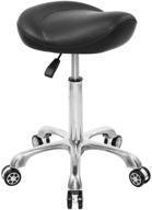 🪑 effortless mobility: easy life saddle stool rolling chair with hydraulic height adjustment and wheels in sleek black for office, home, salon, spa, or studio logo