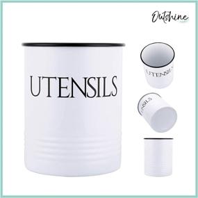 img 3 attached to 🏡 Farmhouse White Utensil Holder - Stylish Countertop Caddy for Kitchen Organization and Decor, Perfect Gift Idea for Chic Farm House Décor